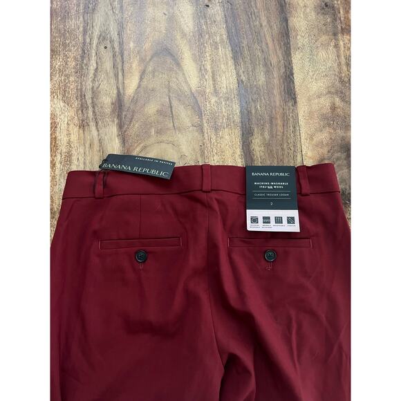 NWT Banana Republic Women's Red Italian Wool Classic Logan Trouser Pants Size 2 - Picture 4 of 7